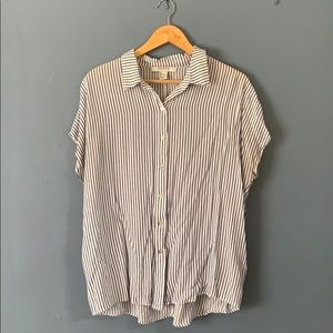 Forever 21 Blue White Striped Button Up
